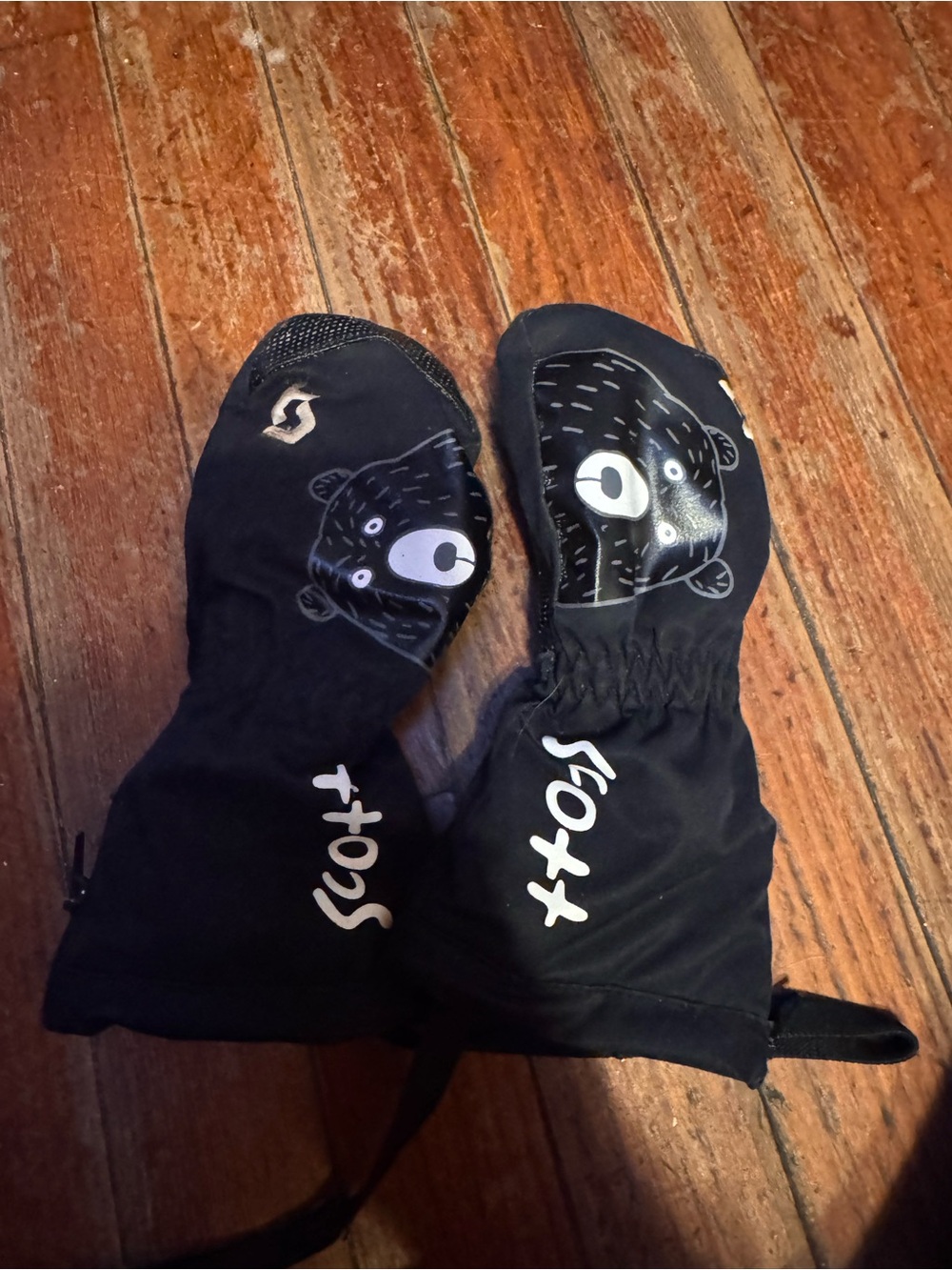 Scott Kids Black Bear Graphic Mittens - Black